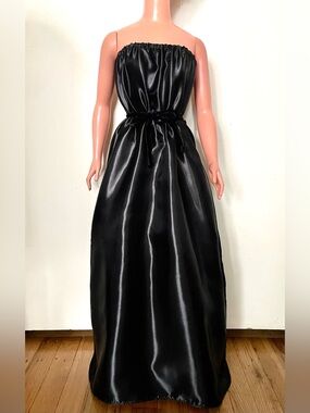 Black Satin Maxi Dress for My Size Barbie Doll 36". New